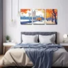 3pcs Romantic Autumn London Street Wall Art Set Canvas Framed 40x60cm - High Quality Print 100% Australian Made Wall Canvas Ready to Hang - Image 2