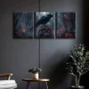 3pcs Raven skull Canvas Framed 50x70cm- High Quality Print 100% Australian Made Wall Canvas Ready to Hang - Image 2
