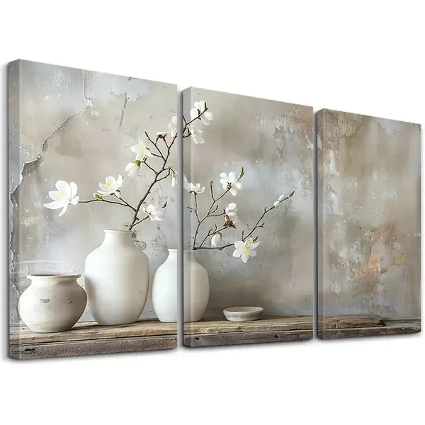 3pcs White Orchid Canvas Framed 50x70cm- High Quality Print 100% Australian Made Wall Canvas Ready to Hang