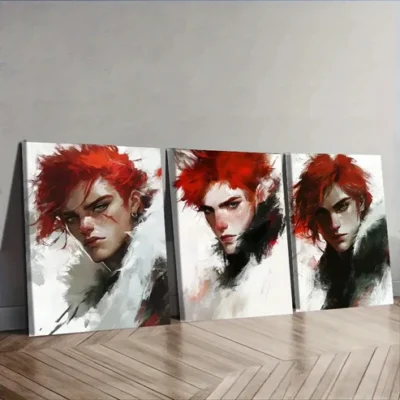 3pcs A man with red hair. (4) Wall Art Set Canvas Framed 40x60cm - High Quality Print 100% Australian Made Wall Canvas Ready to Hang