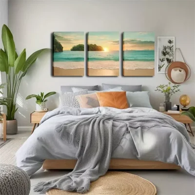 3pcs Stunning Artwork, Romantic, Casual Beach Wall Art Set Canvas Framed 40x60cm - High Quality Print 100% Australian Made Wall Canvas Ready to Hang