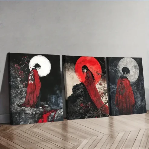 3pcs Featuring The Dark Lord of Hell Wall Art Set Canvas Framed 50x70cm – High Quality Print 100% Australian Made Wall Canvas Ready to Hang