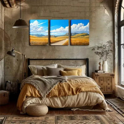 3pcs Prairie And Sky, Fine Wall Art Set Canvas Framed 40x60cm - High Quality Print 100% Australian Made Wall Canvas Ready to Hang