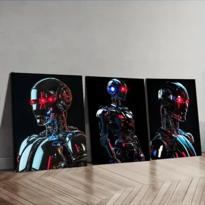 3pcs Astronauts on the moon (16), Wall Art Set Canvas Framed 40x60cm - High Quality Print 100% Australian Made Wall Canvas Ready to Hang