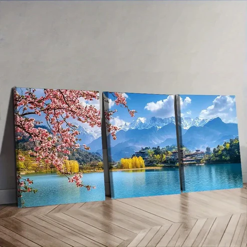 3pcs Featuring Lijiang, Yunnan ,Wall Art Set Canvas Framed 40x60cm – High Quality Print 100% Australian Made Wall Canvas Ready to Hang
