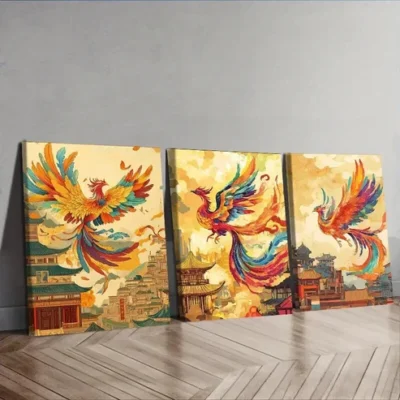 3pcs Urban Landscape with Traditional Pagodas Wall Art Set Canvas Framed 50x70cm - High Quality Print 100% Australian Made Wall Canvas Ready to Hang