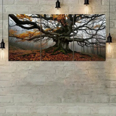 3pcs A Huge Tree Autumn Long Branches Wall Art Set Canvas Framed 50x70cm - High Quality Print 100% Australian Made Wall Canvas Ready to Hang
