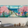 3pcs Cherry Blossom Serene Triptych Wall Art Set Canvas Framed 50x70cm - High Quality Print 100% Australian Made Wall Canvas Ready to Hang - Image 3