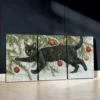 3pcs Charming Black Cat Canvas Wall Art Set Canvas Framed 50x70cm - High Quality Print 100% Australian Made Wall Canvas Ready to Hang