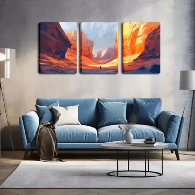 3pcs Red Mountain, Exquisite Wall Art Set Canvas Framed 40x60cm - High Quality Print 100% Australian Made Wall Canvas Ready to Hang