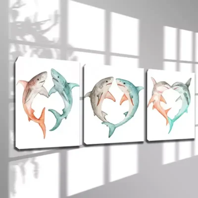 3pcs Artistic Shark Canvas Framed 50x70cm- High Quality Print 100% Australian Made Wall Canvas Ready to Hang