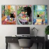 3pcs Modern Henri Matisse Cat Wall Art Set Canvas Framed 40x60cm - High Quality Print 100% Australian Made Wall Canvas Ready to Hang - Image 2