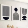 3pcs Black and white graphics and stripes Wall Art Set Canvas Framed 40x60cm - High Quality Print 100% Australian Made Wall Canvas Ready to Hang