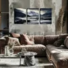 3pcs Black and White Background, Mountain Wall Art Set Canvas Framed 40x60cm - High Quality Print 100% Australian Made Wall Canvas Ready to Hang