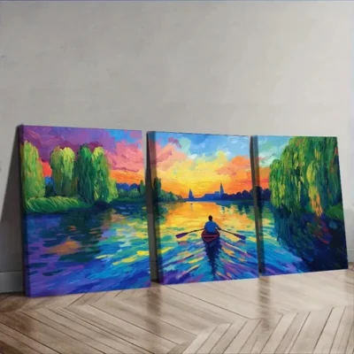 3pcs Abandoned Lake, Wall Art Set Canvas Framed 40x60cm - High Quality Print 100% Australian Made Wall Canvas Ready to Hang