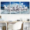 3pcs Symbolizing Success Galloping Horse, Wishes Wall Art Set Canvas Framed 40x60cm - High Quality Print 100% Australian Made Wall Canvas Ready to Hang - Image 3