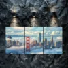 3pcs San Francisco Skyline Canvas Framed 50x70cm- High Quality Print 100% Australian Made Wall Canvas Ready to Hang