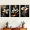 3pcs Featuring Abstract Butterfly Line Prints Wall Art Set Canvas Framed 40x60cm - High Quality Print 100% Australian Made Wall Canvas Ready to Hang - Image 2