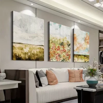3pcs Vintage Meadow Painting Canvas Framed 50x70cm- High Quality Print 100% Australian Made Wall Canvas Ready to Hang