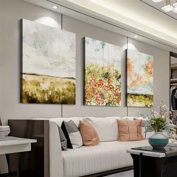 3pcs Vintage Meadow Painting Canvas Framed 50x70cm- High Quality Print 100% Australian Made Wall Canvas Ready to Hang