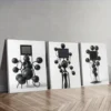 3pcs Many Floating Spheres, TV Shape Wall Art Set Canvas Framed 50x70cm - High Quality Print 100% Australian Made Wall Canvas Ready to Hang
