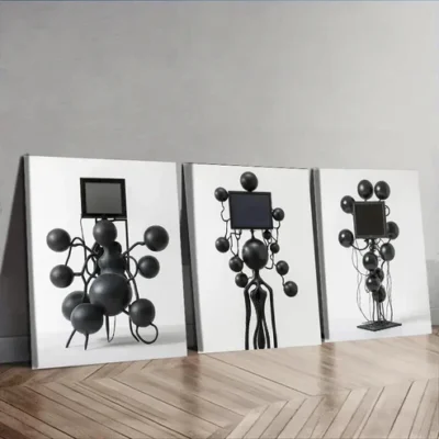 3pcs Many Floating Spheres, TV Shape Wall Art Set Canvas Framed 50x70cm - High Quality Print 100% Australian Made Wall Canvas Ready to Hang