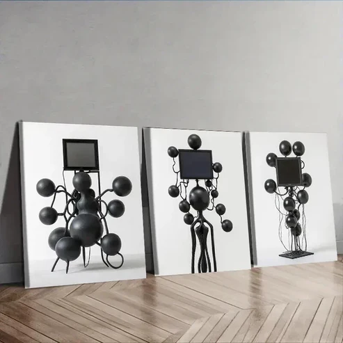 3pcs Many Floating Spheres, TV Shape Wall Art Set Canvas Framed 50x70cm – High Quality Print 100% Australian Made Wall Canvas Ready to Hang