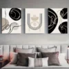 3pcs Abstract Mid Century Modern Boho Wall Art Canvas Framed 50x70cm- High Quality Print 100% Australian Made Wall Canvas Ready to Hang - Image 2