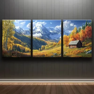 3pcs Autumn Mountain Scene Canvas Framed 50x70cm- High Quality Print 100% Australian Made Wall Canvas Ready to Hang