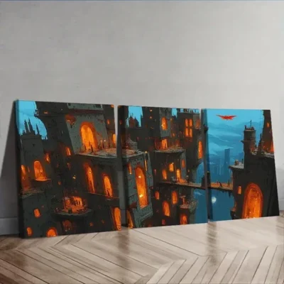 3pcs Bustling city (4) Wall Art Canvas Framed 50x70cm Wall Art Set Canvas Framed 50x70cm - High Quality Print 100% Australian Made Wall Canvas Ready to Hang