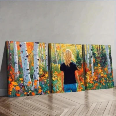 3pcs Spring Forest, Luxurious Wall Art Set Canvas Framed 50x70cm - High Quality Print 100% Australian Made Wall Canvas Ready to Hang
