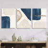 3pcs Blue & Beige Geometric Design Wall Art Set Canvas Framed 40x60cm - High Quality Print 100% Australian Made Wall Canvas Ready to Hang - Image 2