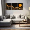 3pcs Abstract Moon, Mountain Wall Art Set Canvas Framed 40x60cm - High Quality Print 100% Australian Made Wall Canvas Ready to Hang