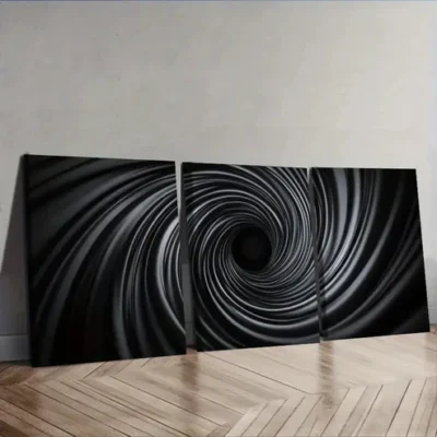 3pcs Black Hole Tunnel Design Wall Art Set Canvas Framed 40x60cm - High Quality Print 100% Australian Made Wall Canvas Ready to Hang