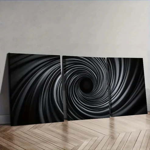 3pcs Black Hole Tunnel Design Wall Art Set Canvas Framed 40x60cm – High Quality Print 100% Australian Made Wall Canvas Ready to Hang