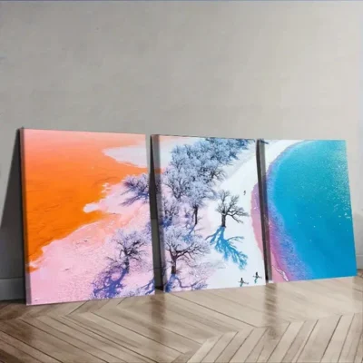 3pcs Winter Beach, Luxurious Wall Art Set Canvas Framed 40x60cm - High Quality Print 100% Australian Made Wall Canvas Ready to Hang
