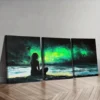 3pcs Vibrant Northern Lights Seascape Wall Art Set Canvas Framed 40x60cm - High Quality Print 100% Australian Made Wall Canvas Ready to Hang