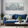3pcs White, Three-Dimensional Plum Blossom Wall Art Set Canvas Framed 40x60cm - High Quality Print 100% Australian Made Wall Canvas Ready to Hang - Image 2