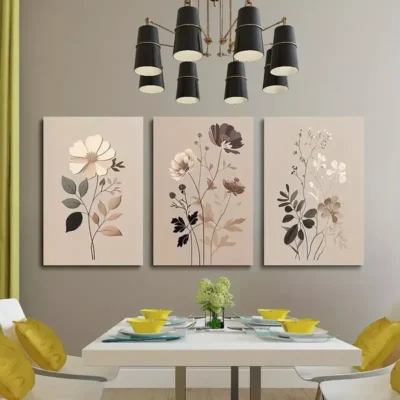 3pcs Bohemian Vintage Wildflowers Wall Art Canvas Framed 50x70cm- High Quality Print 100% Australian Made Wall Canvas Ready to Hang