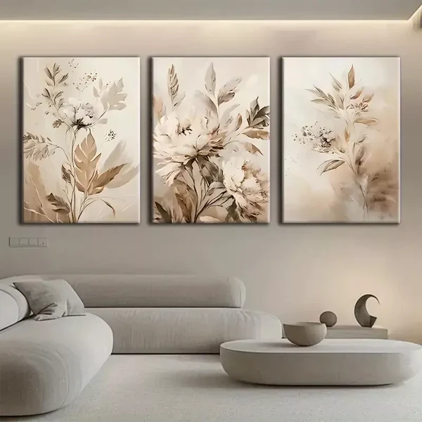 3pcs Vintage Floral Canvas Framed 50x70cm- High Quality Print 100% Australian Made Wall Canvas Ready to Hang
