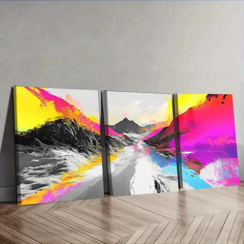 3pcs Rivers of rainbow colors Wall Art Set Canvas Framed 40x60cm – High Quality Print 100% Australian Made Wall Canvas Ready to Hang