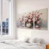 3pcs Pink Roses Floral Vase Abstract Canvas Framed 50x70cm- High Quality Print 100% Australian Made Wall Canvas Ready to Hang - Image 2