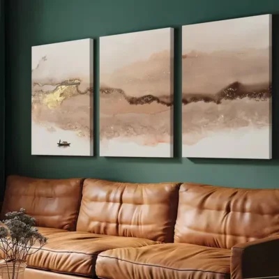 3pcs Pink & Gold Abstract Design Canvas Framed 50x70cm- High Quality Print 100% Australian Made Wall Canvas Ready to Hang