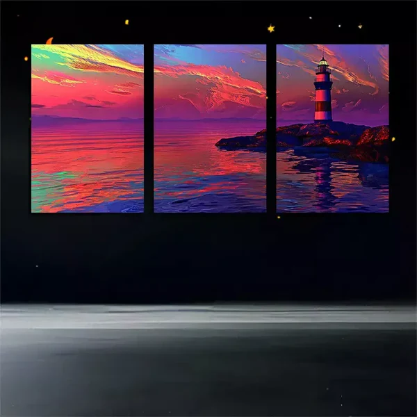 3pcs Seaside Lighthouse Canvas Framed 50x70cm- High Quality Print 100% Australian Made Wall Canvas Ready to Hang