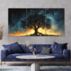 Starry Night Tree 3 Piece Painting Style Art Canvas Framed 50x70cm- High Quality Print 100% Australian Made Wall Canvas Ready to Hang