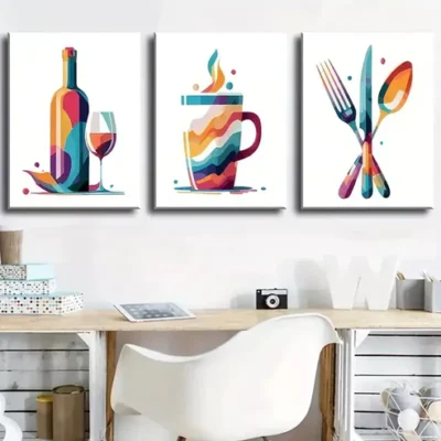 3pcs modern abstract kitchen decoration coffee Wall Art Set Canvas Framed 40x60cm - High Quality Print 100% Australian Made Wall Canvas Ready to Hang
