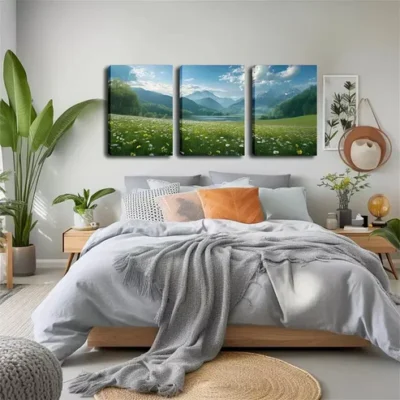 3pcs , Nice Grass And Small Flowers, Attractive Wall Art Set Canvas Framed 40x60cm - High Quality Print 100% Australian Made Wall Canvas Ready to Hang