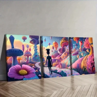 3pcs Strange place (6), Wall Art Set Canvas Framed 50x70cm - High Quality Print 100% Australian Made Wall Canvas Ready to Hang