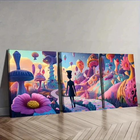 3pcs Strange place (6), Wall Art Set Canvas Framed 50x70cm – High Quality Print 100% Australian Made Wall Canvas Ready to Hang