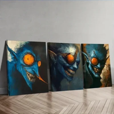 3pcs Featuring a Forest Demon Wall Art Set Canvas Framed 50x70cm - High Quality Print 100% Australian Made Wall Canvas Ready to Hang